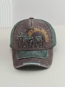 1pc Distressed Washed Letter Embroidered Baseball Cap, Men's Spring/Summer Sun Hat, Outdoor UV Protection Versatile Cap