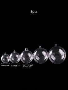 5 pezzi Palline di plastica trasparenti fai-da-te per riempire, ornamenti decorativi appesi, scatole aperte per albero di Natale, regali per matrimonio, festa, decorazione natalizia per la casa