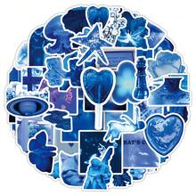 50 pièces Autocollants décoratifs rétro de science-fiction esthétique bleu basse résolution pour scrapbooking, journaux, tasses