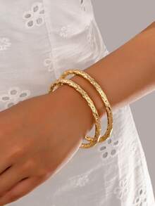 10pcs Women's Minimalist Smooth Silver Color Bangle Bracelets, Gift For Ladies And Girls, Valentine's Day Present