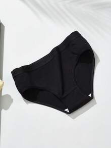 5pcs/Pack Women's Cotton Underwear, Simple Solid Color Mid-Rise Full Coverage Triangle Panties