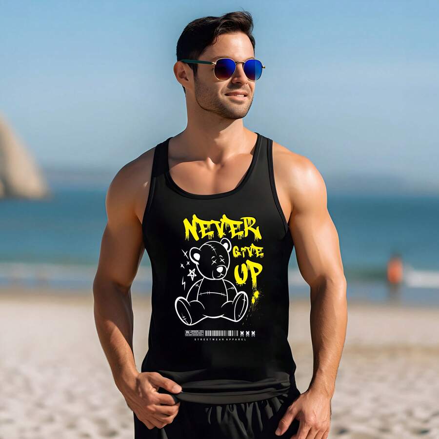 CAMISETA OLIMPICA DEPORTIVA GYM URBAN CASUAL OSOS URBANOS CALACAS CHIDAS ANIME ROCK OH408 - Negro - Ver 1