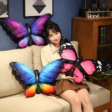 1pc Fabric Butterfly Decorative Throw Pillow, Girls Bedroom Butterfly Cushion, Chair Butterfly Lumbar Pillow - 彩色 - 查看 12