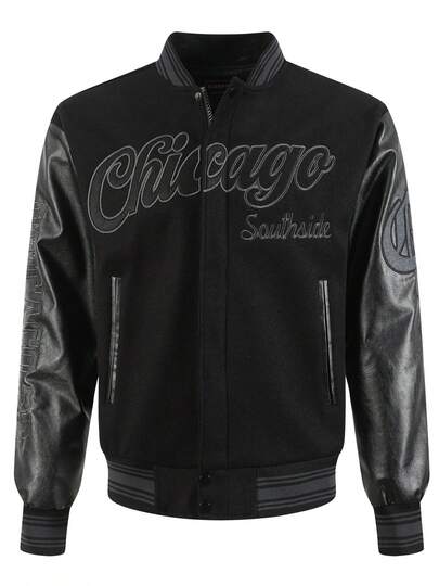 Men's Black Baseball Jacket High End Embroidered Leather Fashionable Street Style Sportswear Casual Classic Retro Sportswear Patchwork PU Long Sleeved Hip-Hop Motorcycle Jacket Coat