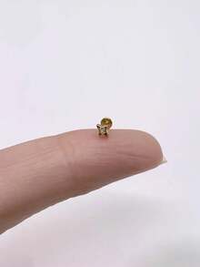 EleRunis 1PC 925 Sterling Silver Dainty Prong Setting Stud 18K Gold Plated Cartilage Helix Tragus Piercing Hypoallergenic Earring Jewelry Gift For Women Girls Daily Wear Wedding Party Engagement - Gold - View 3