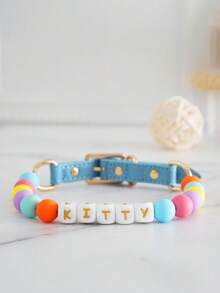 1 pièce Colliers pour animaux de compagnie personnalisés avec perles, colliers d'identification personnalisés pour chat, chien, chiot, à la mode, simple, mignon, élégant, coloré et unique, nom/ID de chien personnalisé, pour les amateurs d'animaux de compagnie, anniversaire d'animal de compagnie, anniversaire, pendaison de crémaillère, accessoire photo, esthétique, prêt à offrir - Multicolore - Voir 9