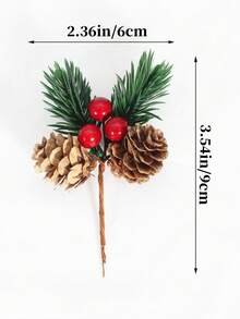 10/5Pcs Pine Tree Branches With Red Berries, Artificial Pinecone Berry Garlands, DIY Miniature Artificial Pinecone Flowers For Wreaths, Plastic Christmas Tree Branches For Crafts, Fireplace, Bar, Parties, Christmas Decorations, Wedding Party Supplies, Kitchen Restaurant Centerpieces, Valentine's Day Gifts Simulated Pinecone, Pine Needle, Songhua Christmas Gift Box Decoration, - Multicolor - View 8