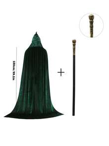 1pc Unisex Party Performance Hooded Cloak, Velvet Fabric, Suitable For Various Festivals, Halloween Costume Role Play, Devil, Vampire, Dress Up, Holiday Costume Prop - Multicolor - View 18