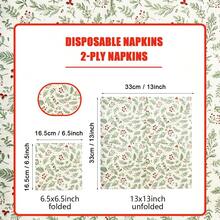 100/60/20pcs 13 * 13 Inch Disposable Printed Napkins With Green Plants And Red Fruit Patterns, Used For Birthday Parties, Family Gatherings, Wedding Banquets, Hotel And Restaurant Decoration Paper - Green - View 3