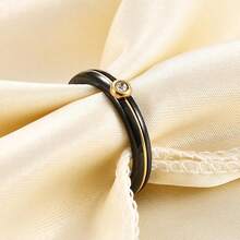 6mm White/Black Ceramic Rings Plus Cubic Zirconia For Women Comfort Fit Engagement Wedding Band Size 5-122025 - 4mm Line Black+Gold - View 5