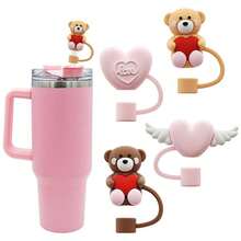 1/2/4/6/8 Stück 8-10mm Valentinstag Liebes-Bär Engelsflügel Strohhalm Kappe Strohhalm Stopfen Universal personalisierter staubdichter Stopfen Strohhalm Dekoration staubdichter Strohhalm Stopfen