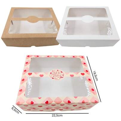 10 Caixa para Presente com visor de acetato para Aniversário, Namorado, pais... 22,5cm x19,5cm x 6,5cm