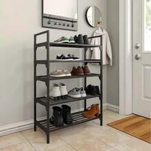 1pc金属组合鞋架简易家用鞋柜防尘收纳鞋架多层组装玄关鞋架加厚版室内鞋柜宿舍/出租屋收纳架 长度45/58cm可选 (黑色) - 彩色 - 查看 11