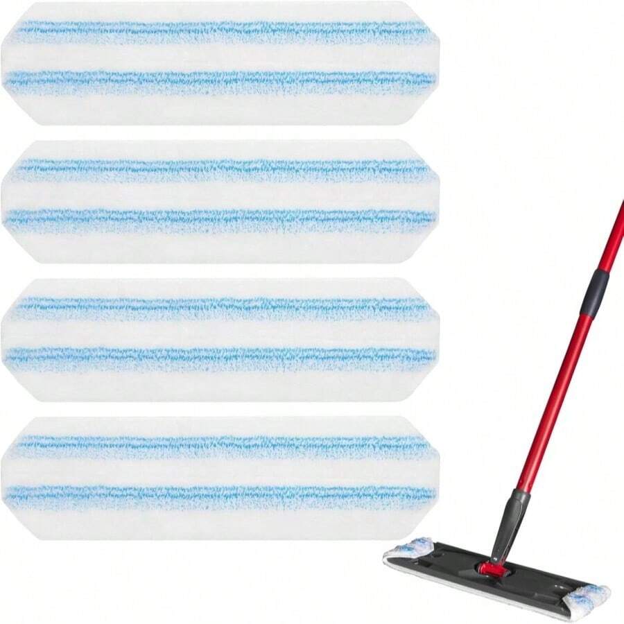 Reusable Microfiber Mop Pads Compatible With O Cedar H2prO Flat Mop System, H2prO Flat Mop Replacement Pads, Flat Mop Refills Flat Mop Heads Replacements For Floor Cleaning, Machine Washable, 4 Pack - trắng - Xem 1