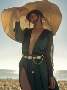 Hershine Women's Western Metal Conch Belt Cowboy Dress Chain Belt Cowboy Country Concert Clothing Accessories Waist Chain Fall, Autumn, Halloween,Daily Use Halloween Summer, School Fall, Autumn, Halloween - Gold - View 8