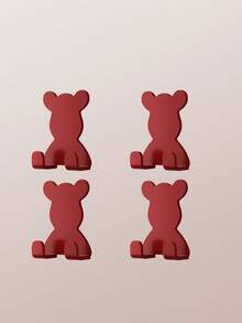 4 pièces/Porte-crochet mural en plastique en forme d'ours, sans perçage, portance élevée, crochet adhésif, support de rangement pour couteau de rasage. Double crochet, crochet adhésif sans perçage, crochet pour accrocher les vêtements dans la salle de bain derrière la porte.
