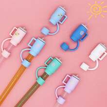 6 Peças de Chapéus de Palha com Top de Palha de 10mm, Compatíveis com Cantis sem Alça de 30 e 40 Oz