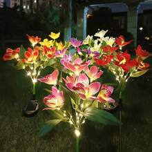 1/2/4PCS Solar Lights Outdoor Garden Decor - Upgraded Solar Garden Lights With 7 Powered Orchid Lights, Solar Outdoor Lights Solar Decorative Lights For Garden, Patio, Yard, Gifts For Mother(Pink, White, Orange, Yellow, Red, Purple) - 蘭花 - 查看 1