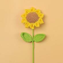 1pc/6pcs/10pcs Handmade Crochet Sunflower Bouquet, Eternal Artificial Woven Sunflowers, Knitted Lifelike Sunflowers, Everlasting Flowers, Best Gift For Christmas, Birthday, Wedding, Graduation, Teacher's Day. Suitable For Home Decor In Restaurant, Room, Bedroom, Holiday Gifts And Halloween Party Decoration