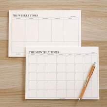 1/2 piezas Planificador mensual/semanal minimalista y fresco con hojas desprendibles en tamaño B5, agenda de trabajo/estudio, libreta de notas, esencial para volver a la escuela, cuaderno de notas de estudio estético y práctico