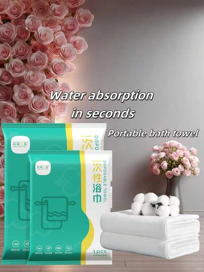 Portable Disposable Bath Towel, Larger & Thicker, Individually Packaged, Soft & Skin-Friendly, Comfortable & Absorbent, Suitable For Business Travel, Home, Gym, Office, Vacation And Camping, Towel, Bath Towel, Body Cleansing Wipe