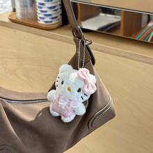 Sanrio Hello Kitty Backpack Charm, Hello Kitty Lace Dress, Cute Hello Kitty Bag Charm, Keychain Decor, Bag Accessory, Back To School Delicate Gift, Suitable For Holiday Party, Birthday, Festival Gift, Cute Cartoon Doll Pendant