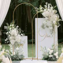 2 Pack Metal Arch Backdrop Stand(7.2FT/6FT), Decorative Balloon Arch Stand, Easy Assembly Gold Wedding Arch, Stable Backdrop Arch Stand For Wedding Ceremony, Birthday Party, Baby Shower - 金色 - 查看 7