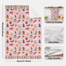 2 Stück Weihnachtsmann, Weihnachtsbaum, Kranz, Weihnachtsstrümpfe, Handschuhe, Rentier, Glocken, Sterne bedruckte Küchentücher, Geschirrtücher, Handtücher, Geschirrtücher, Heimdekoration, Küchendekoration, Kochen, Backen, Geschirrtücher, Reinigungsbedarf, geeignet für Restaurant, Küche, Feiertags-Dekoration und Geschenke, ganzjährig