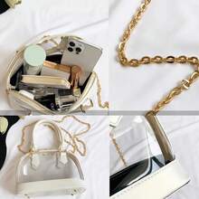 Clear Crossbody Bag For Women - Transparent Shell Shaped Purse With Chain Strap, PVC Concert Festival Bag - màu đen - Xem 6