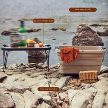 Multifunctional Folding Storage Box With Table, Waterproof, Foldable Design, Suitable For Camping, Picnics, And Vehicle Use, Multifunctional Folding Box For Outdoor Camping - Dual-Use Tables And Cabinets, - Brown - View 7
