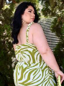 Women's Plus Size Jumpsuit Short Skirt With Printed Lining Summer - 顏色 29 - 查看 10