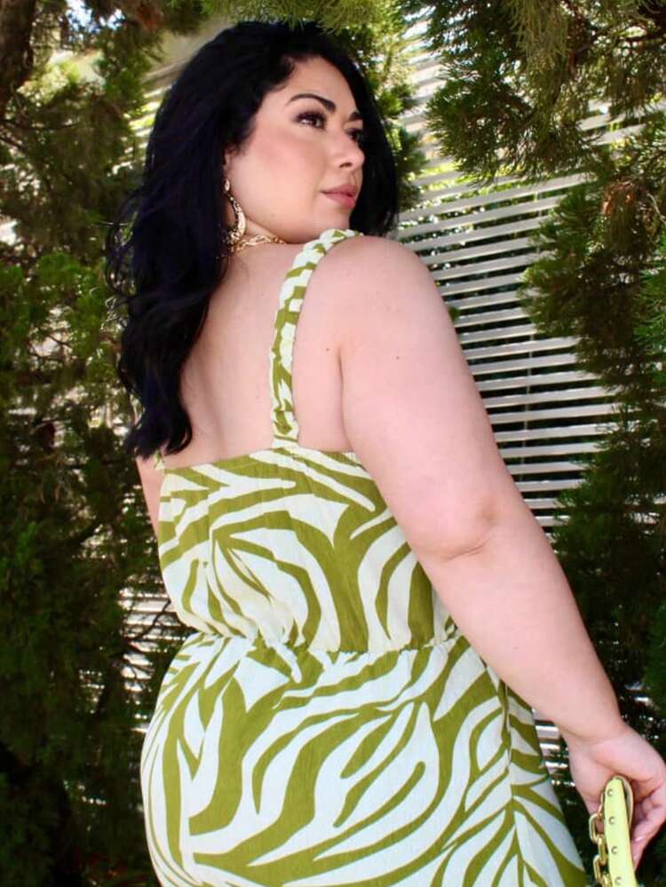 Women's Plus Size Jumpsuit Short Skirt With Printed Lining Summer - Color 29 - View 10