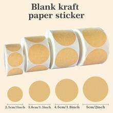 500 pièces/rouleau Étiquettes rondes blanches en papier kraft 2,5 cm, étiquettes autocollantes manuscrites, étiquettes de scellage, étiquettes décoratives - Multicolore - Voir 9