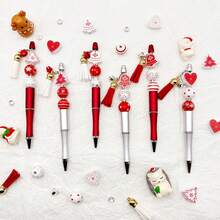 6 قطع من مجموعة أقلام وخرز خشبي بتصميم موضوع الفاكهة (تفاح، فراولة، مانجو، بطيخ، برتقال، عنب)، مناسبة لصنع المجوهرات DIY، الكتابة في المكتب والمدرسة، هدايا عيد الميلاد، وتوزيعات الحفلات