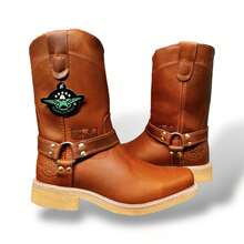 COWBOY BOOTS FLAT TOE WITH RING SOLE RUBBER HEEL FOR WORK OR DRESS COW LEATHER STITCHED SOLE WELT GOODYEAR BRAND AMERICAN WELT - Ginger - View 8