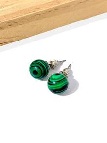 1 Pair 8mm Round Natural Stone Stud Earrings, Elegant & Fashionable Jewelry For Women - 8mm Natural Stone Earrings - View 23