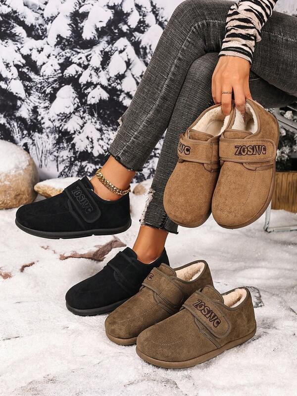 ZOSIVC Damen Schlüpf-Stiefel mit rutschfester, thermisch gefütterter dicker Sohle, lässige vielseitige Schneestiefel, bequeme Outdoor-Sport Wanderstiefel mit niedrigem Schaft