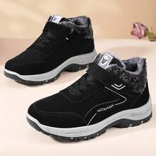 Damen Winterstiefel, neue flauschig verdickte Schneestiefel mit Einknopf, warme und wasserdichte Winterschuhe