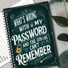 Green Spiral Password Notebook, Gold Key Design - 70 Pages For Secure Internet And Computer Login, Username And Password - Home Or Office/Clipboard