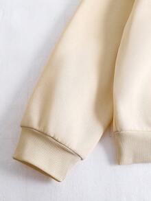 Tween Girl Letter Graphic Print Warm Sweatshirt - Apricot - View 6