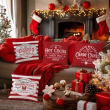 4 Stücke Weihnachts-Minimalist Lebkuchenmann Thema Kissenbezug Set, einseitig bedruckter Pfirsich Samt Polyester Material, 45*45CM Kissenbezug für moderne Stoffcouch Inneneinrichtung, Party Dekoration, Geschenk