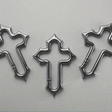 1 Heavy Punk Rock Keychain With Carabiner - Metal Cross, Secure Locking Mechanism, Suitable For Dad, Boyfriend - Ideal For Hiking, Camping, Motorcycle - Christian Gift, Outdoor Gear, Durable And Fashionable Design, Reliable Accessories, Key Ring, Men's Accessories, Camping Essential, Avant-Garde Style - 十字鑰匙扣 - 查看 5