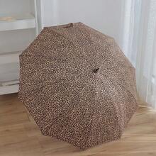10-Rib European Retro Leopard Print Long Umbrella With Straight Shaft - Multicolor - View 10