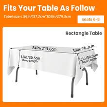Tomnk 18pcs Plastic Table Cloth Disposable, 54 X 108 Inch Table Cloths, Party, Picnic, Wedding, Decorative Tablecloths, Rectangle, White Plastic Cover, Leakproof & Sturdy