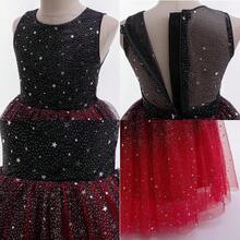 Adolescent Sparkly Flower Girl Dress Sequin Tulle Princess Gown For Wedding Pageant - Black & Red - View 4