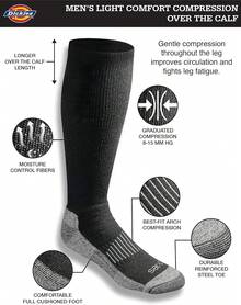 ¡RecomendadoDickies Light Compression Comfort Over-the-calf Socks, Available in M-xxl (2, 4 Pairs) Calcetines de compresión Hombre¡Top de Temporada - Negro Sólido (2 Pares) - Ver 5