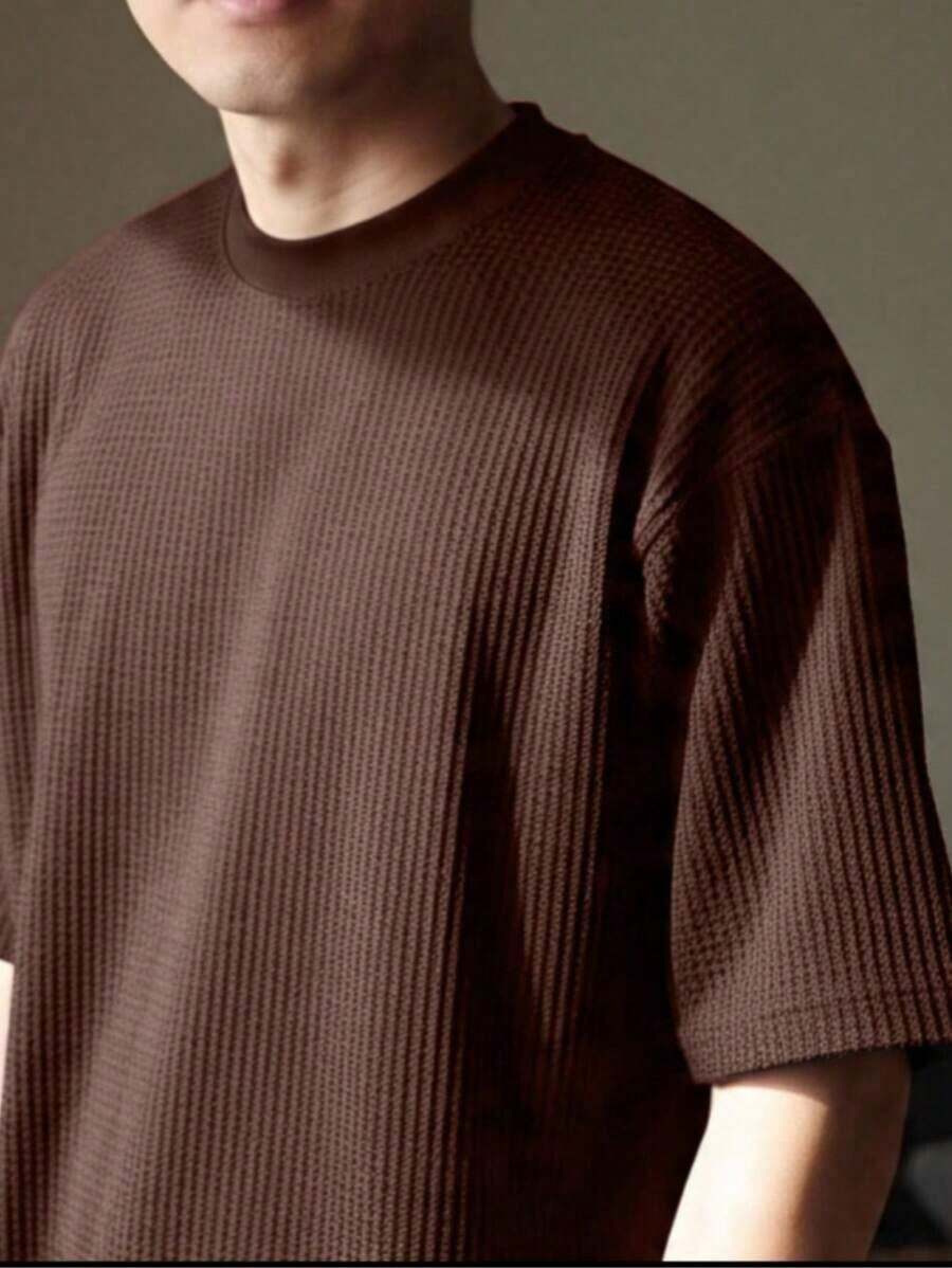 Men's Relax Max Textured Knit Oversized Casual Shirt - Rỉ Nâu - Xem 1