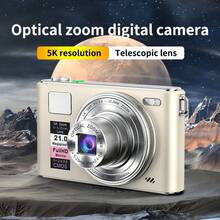 Cámara digital de 5K UHD y 64MP con lente retráctil, cámara para vlogging, zoom óptico 5X, pantalla de 3", enfoque automático y antivibración, cámara compacta de viaje para transmisión en vivo, tarjeta SD de 32GB y batería de 1200mAh, ideal para fotografía para principiantes, ajustes personalizables, excelente regalo para Navidad, Halloween, Acción de Gracias y cumpleaños