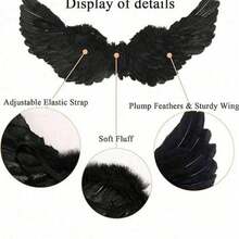 Demon Angel Ghost Elf Black Feather Wing Props Halloween Costume Show Princess Costumes Suitable For Party Cosplay Props. Christmas Carnival New Year.Handmade Feathers May Have Minimal Shedding, Which Is Normal And Does Not Affect Their Functionality.