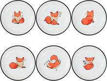 Super Cute Cartoon Animal Ceramic Sauce Dishes, Seasoning Dishes, Little Cat Dog Bird Feeding Bowls, Sushi Soy Dipping Bowls, Appetizer Plates, Dessert Plates, Set Of 6-Fox-5 Inch,18562366 - 珊瑚橙 - 查看 1